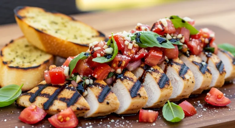 Grilled Bruschetta Chicken Topped with Fresh Tomatoes