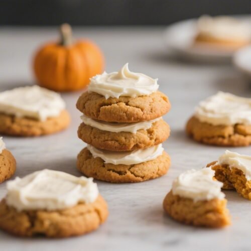 Pumpkin Cookies With Cream Cheese Frosting