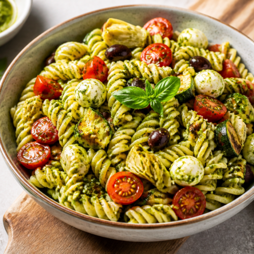 Italian Vegetarian Pasta Salad With Pesto