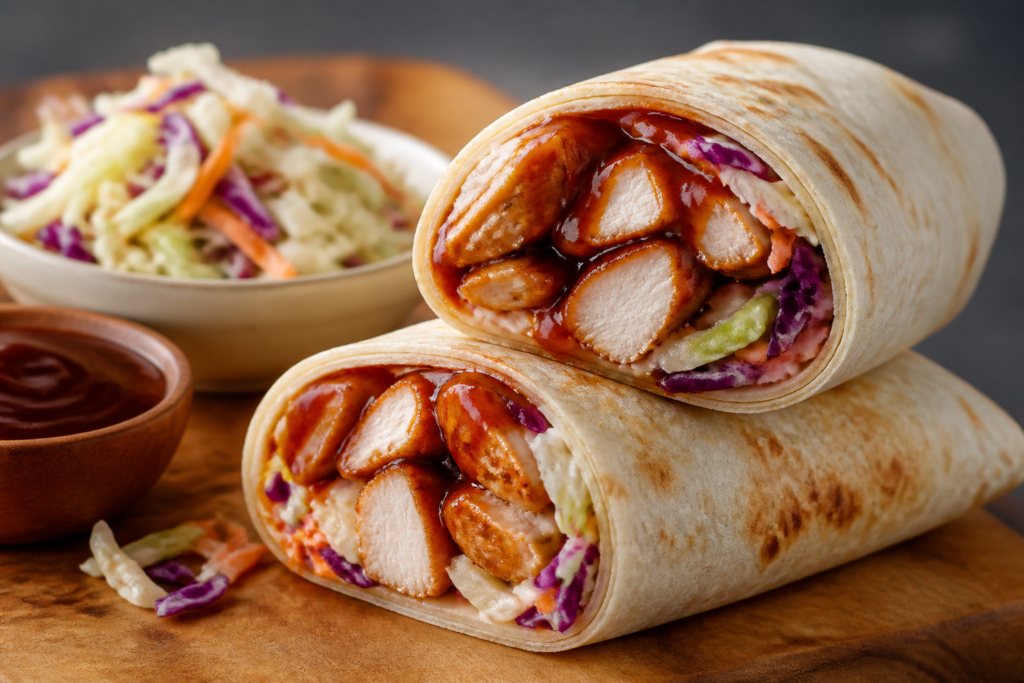 Honey BBQ Chicken Wraps With Coleslaw