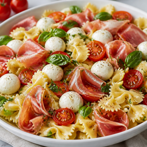 Prosciutto Caprese Pasta Salad