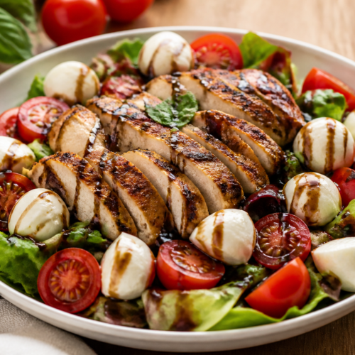 Chicken Mozzarella Salad with Balsamic Glaze