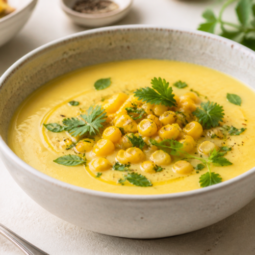 Sweet Corn Gazpacho With Fresh Herbs