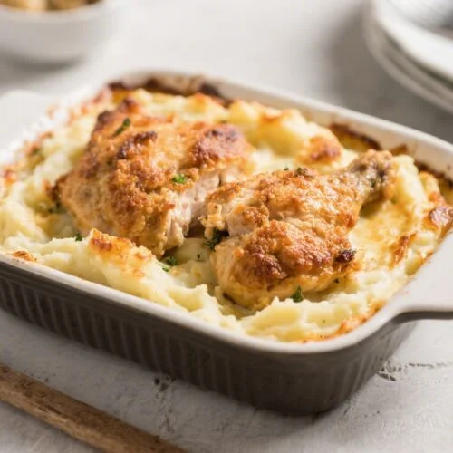 Mashed Potato Casserole With Crispy Chicken